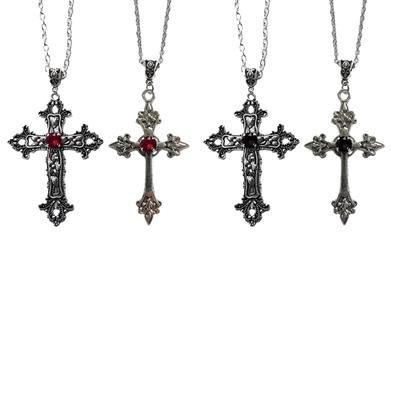 2pcs Crucifix Pendant Necklace Gothic Neckchain Handcrafted Chain Pendant Choker Daily Wear Jewelry Unisex Accessory