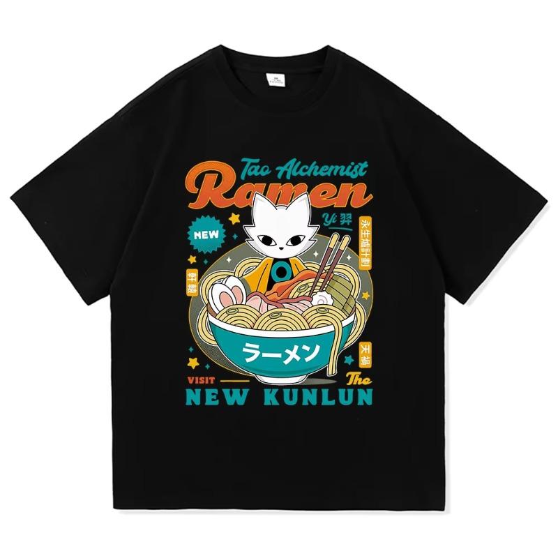 Funny Cute Nine Sols Yi Ramen T Shirt Men/Women Japanese Anime Noodles T-Shirt Unisex Video Game Vintage Sand Cotton Tees Shirts