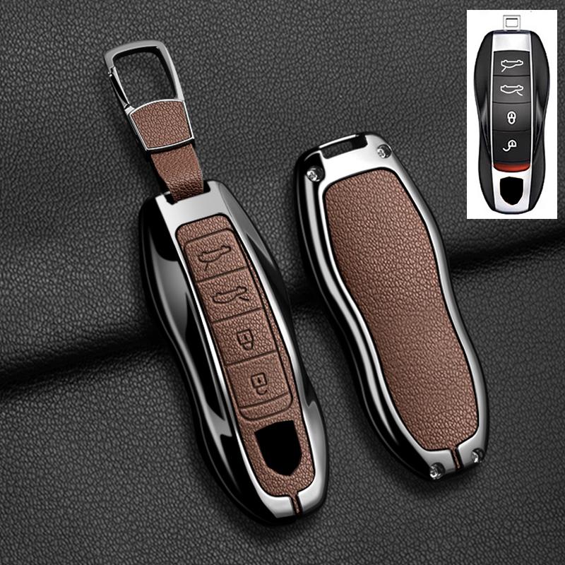 Car Key Case Cover For Porsche Panamera Spyder Carrera Macan Cayman Cayenne 911 970 981 991 Zinc Alloy Car Protector Keychains