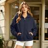 Women's Short Loose Fit Hooded Zip-Up Cardigan Jacket for Casual Daily Wear