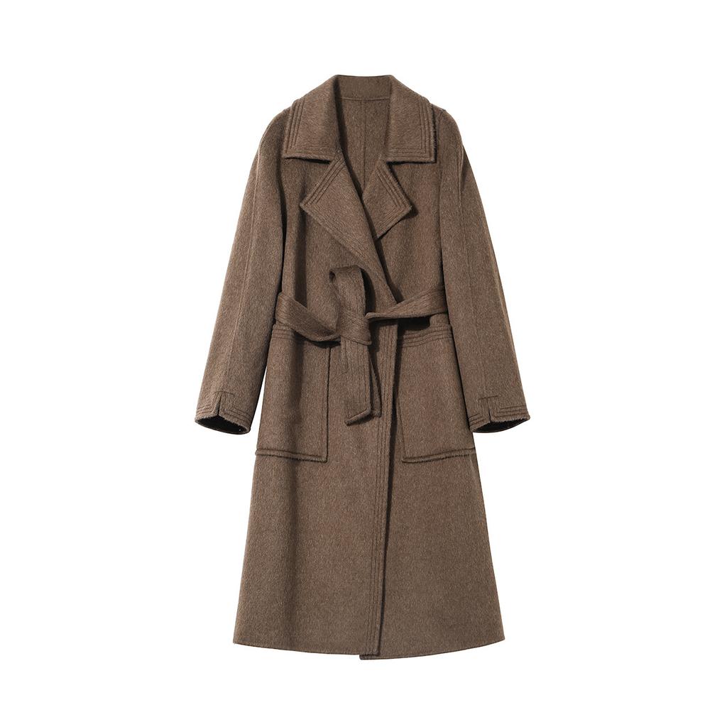 Autumn and winter handmade coat making alpaca woolen coat loose wool double-sided woolen coat women