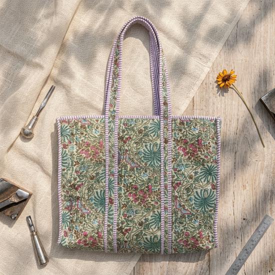 Shoulder Bag Usalover925 Multicolor Quilted Cotton Botanical Print Shoulder Bags 102