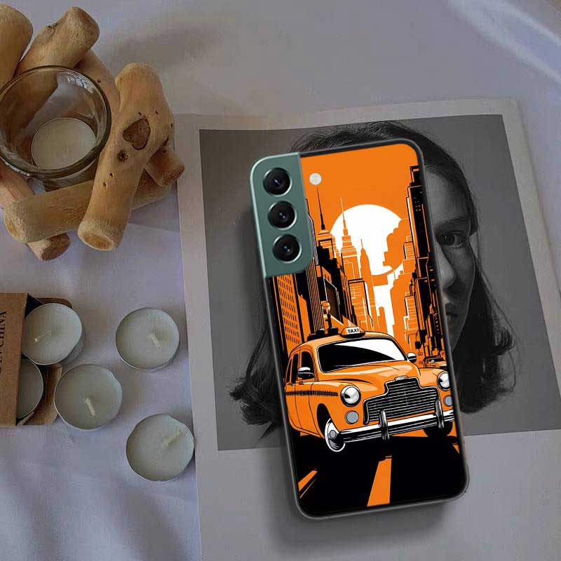 NYC Yellow Taxi Cabs Phone Case For Samsung S25 Edge S24 FE Galaxy S22 Ultra S21 Plus S20 S23 S10 Plus Cover Silicone Soft Coque