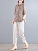 Summer Faion Cotton Linen Set for Mom Mid-aged And Ly Women Printed Harlan Pants Two-piece Set Korean Sle Loose