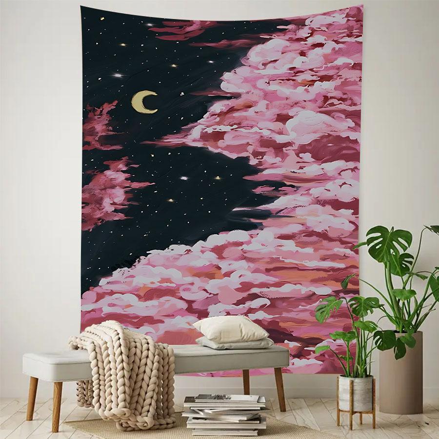 Dreamy Night Sky Tapestry Wall Decor for Bedroom Cozy Atmosphere Celestial Home Style and Starlit Charm Enhancement
