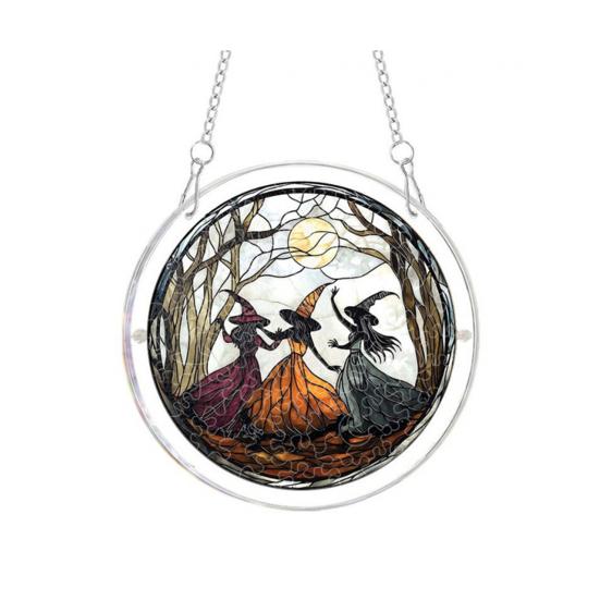 Acrylic Puzzles Suncatcher, Ghost Witch Pumpkin Window Hanging Decor, Halloween Graduation Mother's Day Birthday for Women