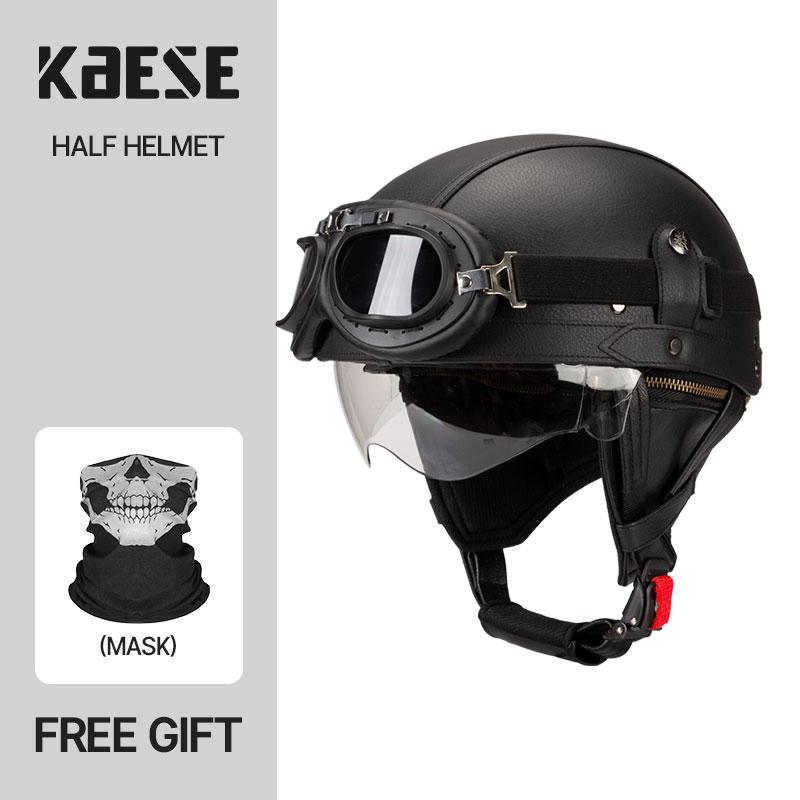 Vintage Half Face Motorcycle Helmet Motorbike Helmets Men Women Unisex Scooter Summer Helmet Black Brown DOT Approved Casque