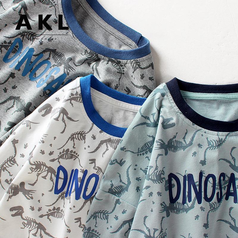Kids' Korean Style Dinosaur Print Summer T-Shirt - Boys' Short Sleeve Trendy Top