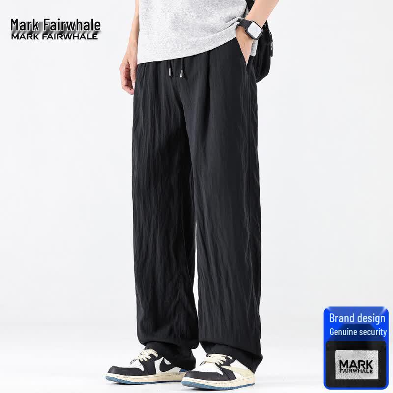 Mark Fairwhale Men's Lyocell Linen Straight Wide-leg Casual Pants