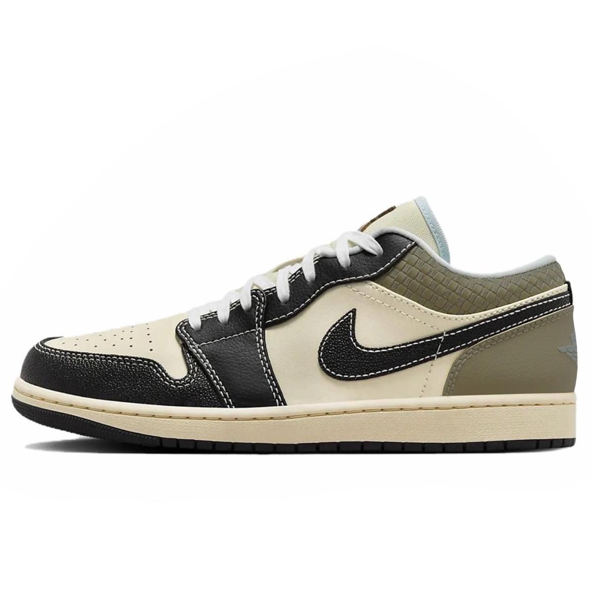 

Jordan Air Jordan 1 Slip Resistant Abrasion Resistant Low top Vintage Basketball Shoes Men s Black HQ3437-101(Team667-) 45.5