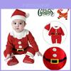 Adorable Christmas Baby Knitted Romper Jumpsuit Outfit W/ Santa Claus Sweater Hat