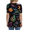 Dames T-skjorte Tee Halloween Trykket Knapp Kortermet Tunika Daglig Helgemote Basic V-hals Vanlig Topp