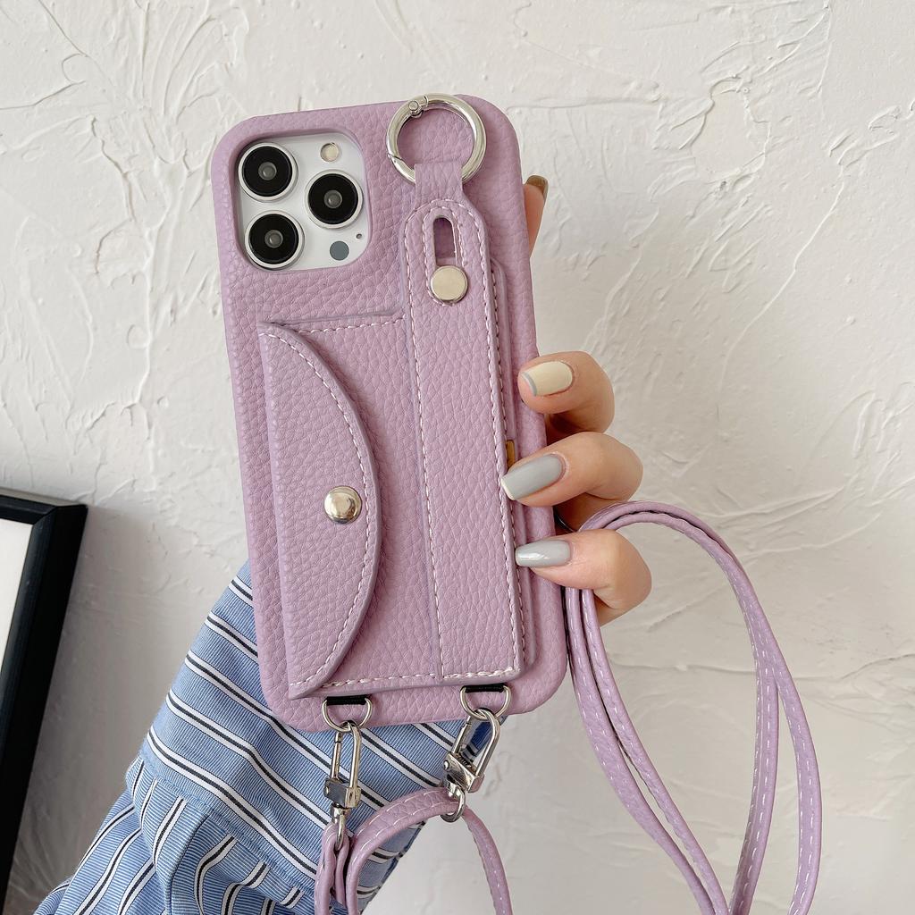 Handgelenkschlaufe Umhängeband Hülle für iPhone 13 12 Mini 15 14 11 Pro XS Max X XR 7 8 Plus Kartenhalter Brieftasche Lederhülle