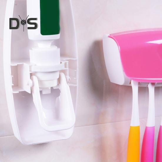 Automatyczny Dozownik Pasty do Zębów Zestaw Uchwytów na Szczoteczki do Zębów Prosta Instalacja Montowany na Ścianie Łazienkowy Stojak na Szczoteczki do Zębów