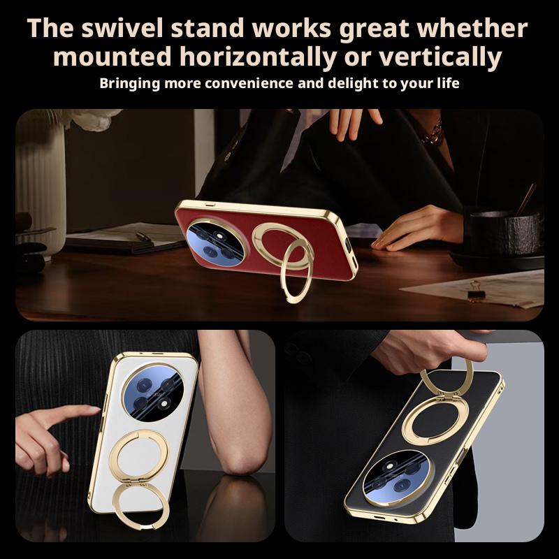 For Huawei Enjoy 90 Plus and 90 Pro Max Case Delicated Leather Built-in Magnet 360° Rotation Stand Plated Screen Protecto Cover