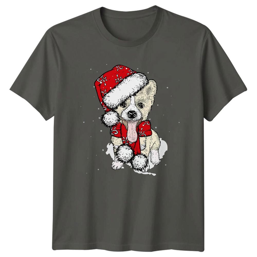 Christmas Dog Corgi Santa Hat Animals Unisexs TShirt Unisexs Graphic Tee Unisex Top S