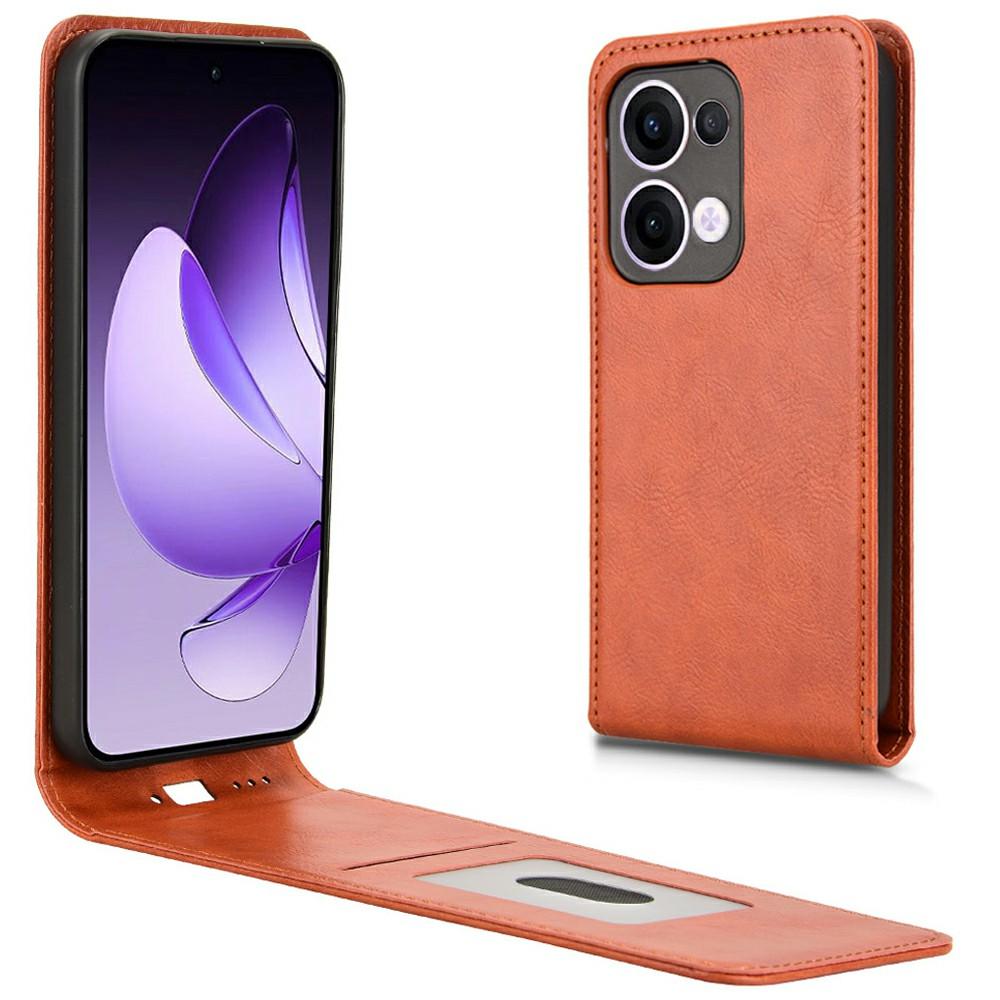 

Для Oppo Reno13 5G (Глобальний) Чохол для телефону зі слотом для картки, магнітний, вертикальний, відкидний, шкіряний Orange
