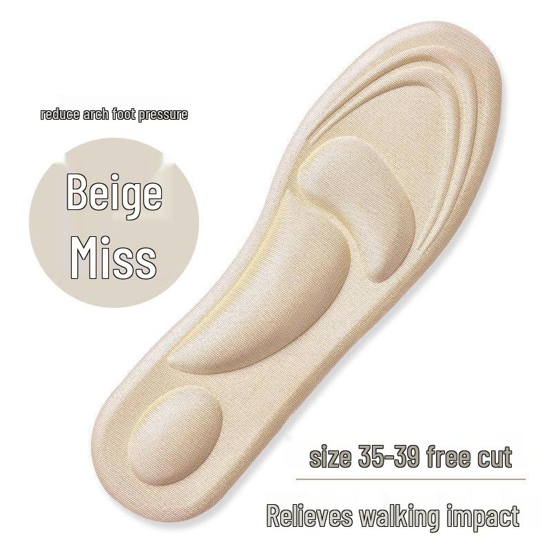 Women's 4D Insole: Breathable, Sweat-Absorbent, Shock-Absorbing, Anti-Slip Heel Cushion for Comfort In Long-Standing High Heels.