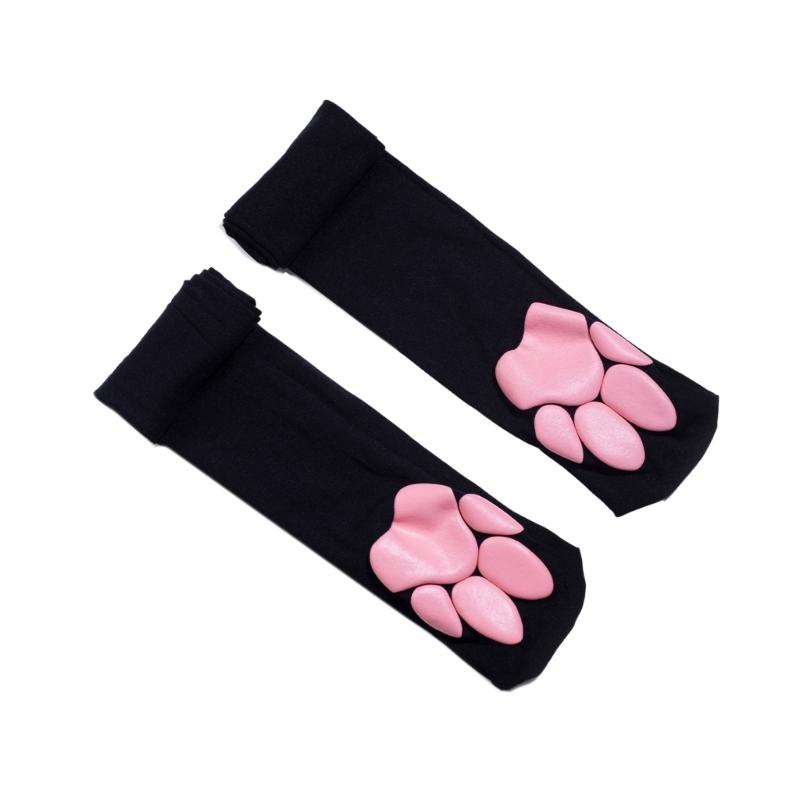Thigh High Stockings Over Knee Stockings Kitten Claw Stockings Cat Paw Pad Socks чёрный