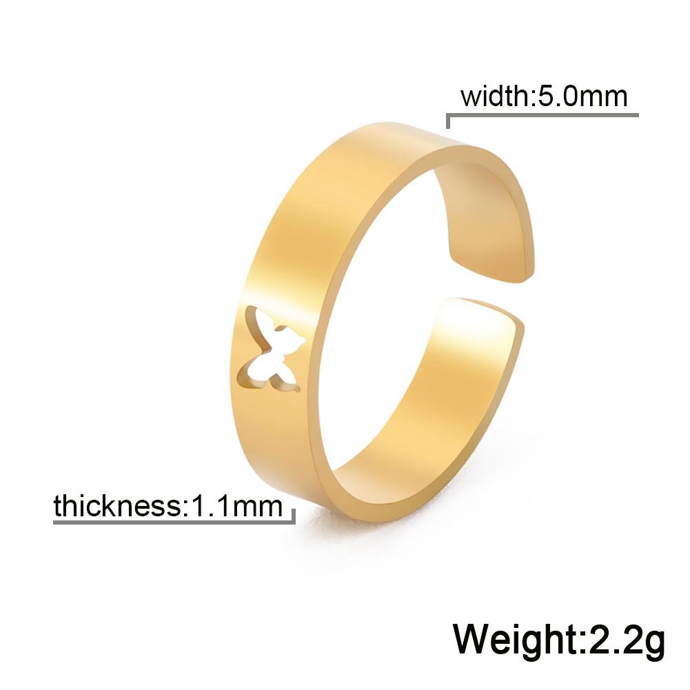 Hohl gearbeitete Schmetterlings-Partnerringe aus Edelstahl für Damen Geschenk Dating-Schmuck Damen Herren Valentinstagsring Geburtstagsgeschenk