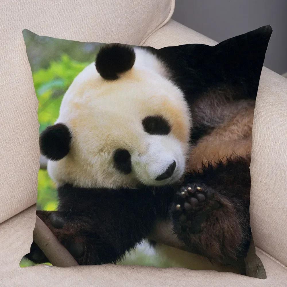 Cute Wild Animal Print Sofa Family Bedroom Living Room Car Pillowcase Cute Panda Pillowcase Decoration