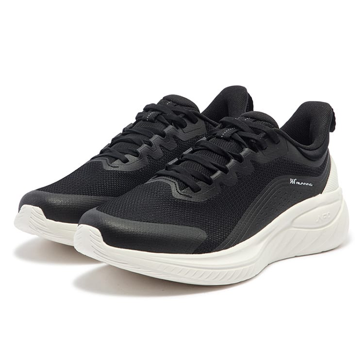 361 Slip Resistant Abrasion Resistant Low Top Running Shoes Men's Black White 672432205F-3
