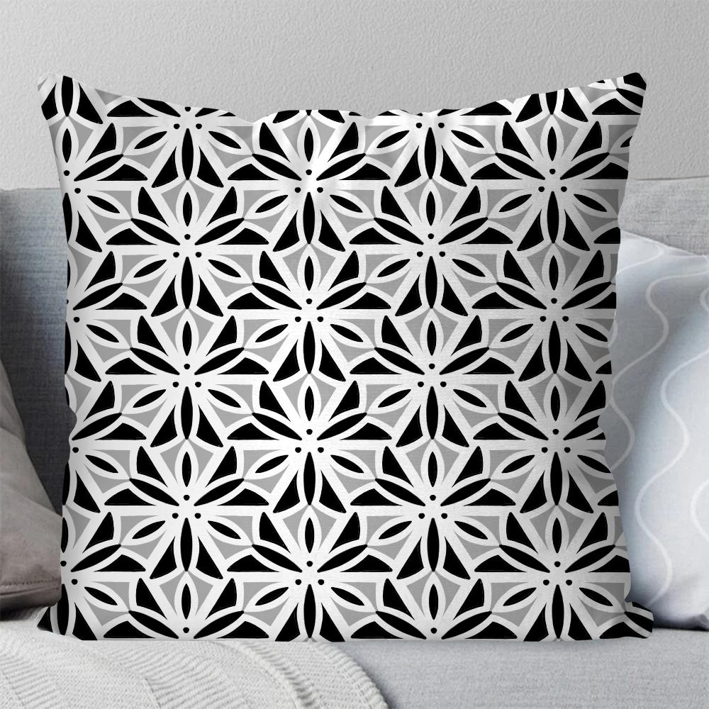 1pc Retro Simple Black And White Shape Pillow Case Square Pillow Bedroom Sofa LeisureCushionCarLiving Room Home Decoration 40X40