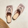 Fashion French Elegant Retro Hollow Woven Square Head Peep Toe Roman Sandals Comfortable Cool Slippers Casual All-match Women's Shoes