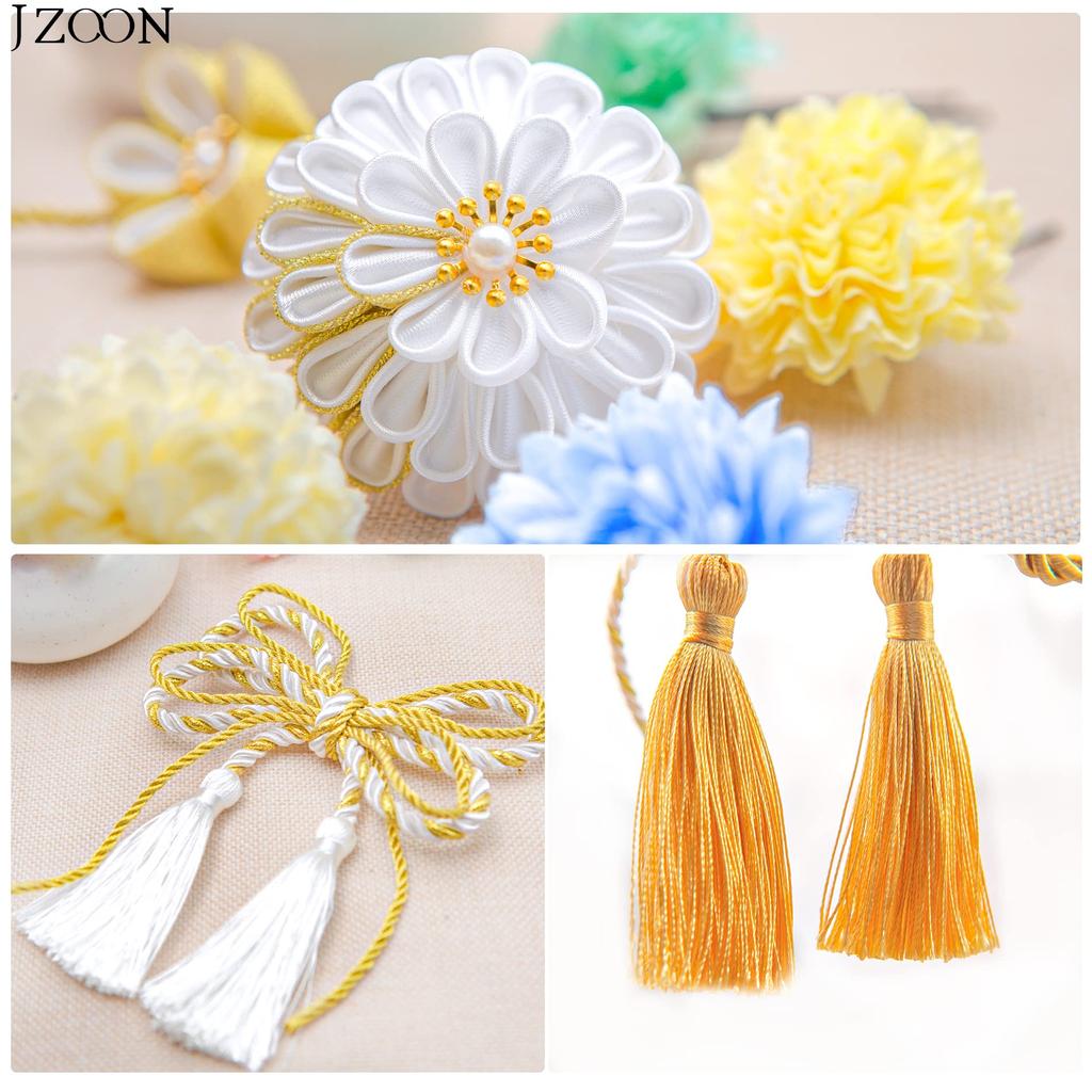 JZOON Hair 7 Dried Artificial Flower Popular Hair Perfect for Engagement Entrance Handmade Japanese Red Tsumami-zaiku Ornaments, Colors, Flowers,