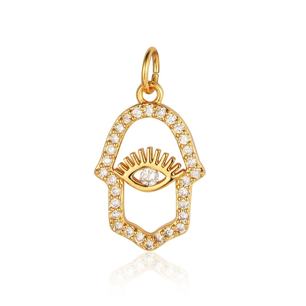Sun Star Moon Crescent Copper Zircon Charm Clouds Hamsa Hand Leaf Juice DIY Jewelry Bracelet Earring Necklace Pendant