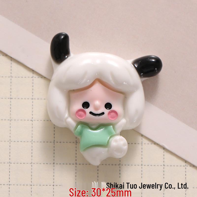 Glossy Sanrio Cartoon Girls Resin Accessories for DIY Phone Cases, Hair Clips, and Water Bottle Pendants