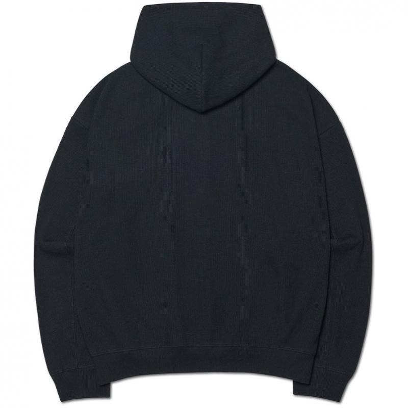 Nomanual Nm Waffle Zip Up Hooded   Black
