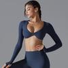 Yoga Clothing Trend Sports Gathering Long Sleeved Solid Color Slim Fit Elastic Fitness Shaping Running Training Top For Women