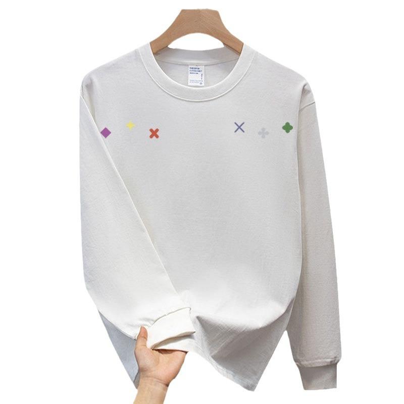 Pure Cotton Heavy-Duty Long-Sleeved T-Shirt, Young And Young Men'S And Women'S Autumn Light Luxury Trendy Brand Loose Casual Ruffian Handsome Business