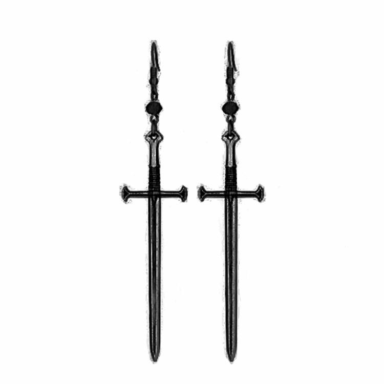 Fashion Silver Sword Drop Earrings, Classic Novelty Charm Jewelry Gift