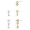 3pcs Set Exquisite Trend Gold Color Stainless Steel Irregular Geometry Rhombus Inlay Zircon Stud Earrings for Women Jewelry Sets