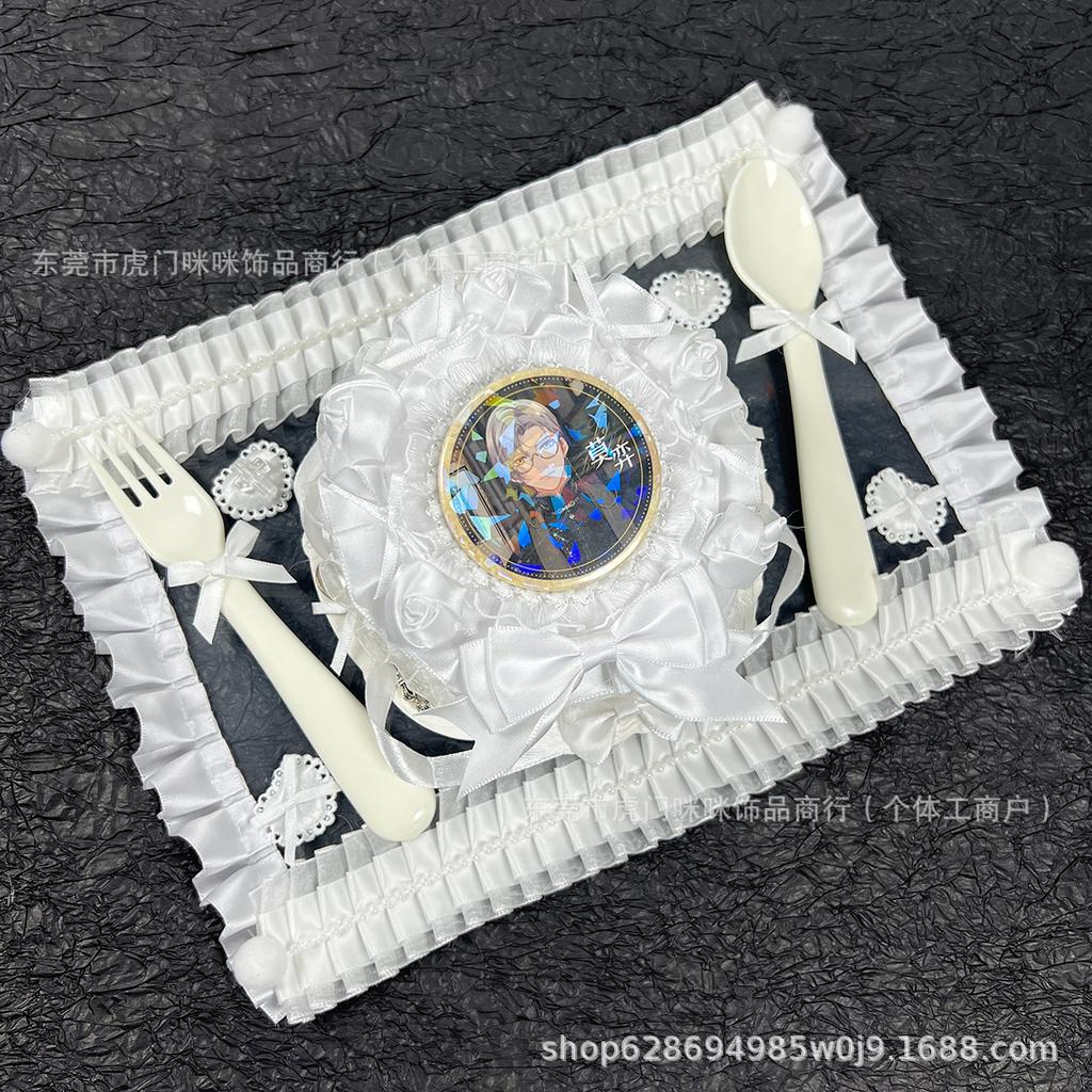 Dinner Plate Finished Pain Board Pain Bandaging Board White Gu Mei Self-push Cake Bar Knife and Fork Pain Board Photo Props