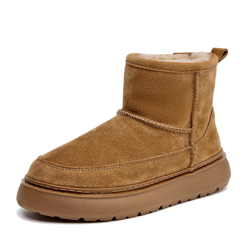 

Woman Warm Shoes Cozy Winter Slip On Booties with Suede Wool Fur Lining Fashionable 35 жёлтый