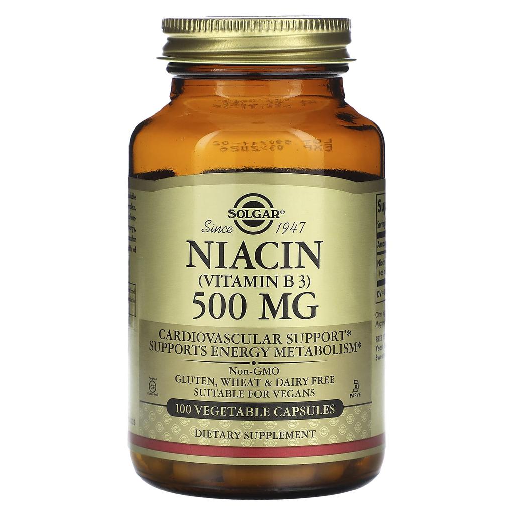 Solgar Niacin (vitamin B3), 500 Mg, 100 Vegetable Capsules