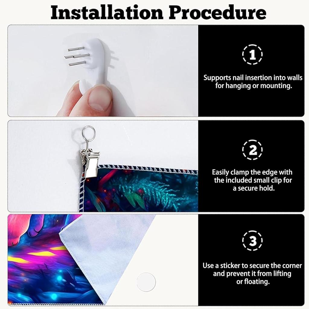 Nuxovilar UV Reactive Tapestry – Skull and Mushroom Scene Blacklight Wall Hanging, Enchanted Forest Glow Art for Bedroom and Living Room Decor,