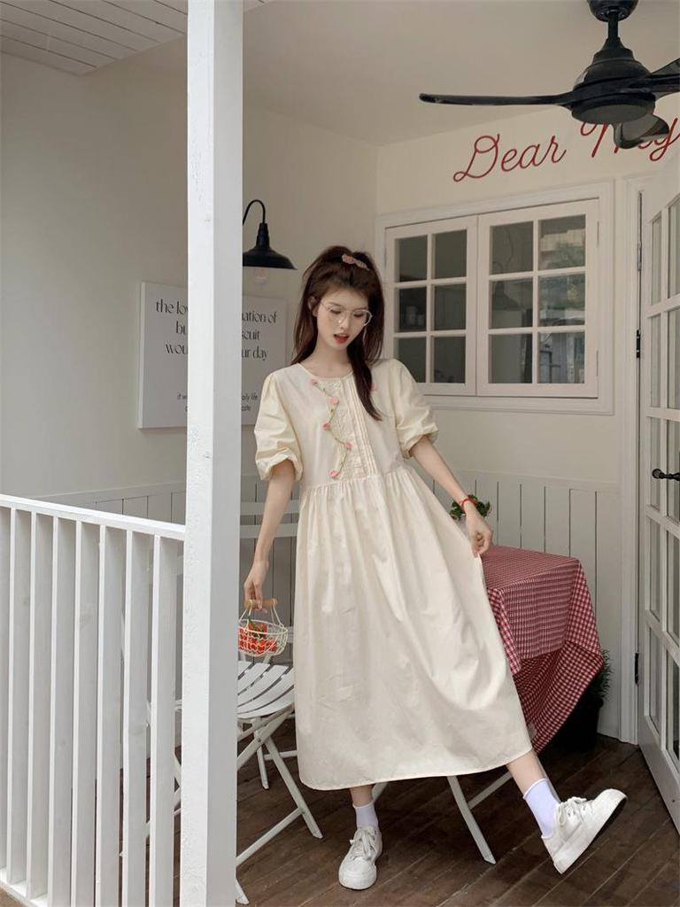 Robe d'été à manches bouffantes douces style académie japonaise pour femmes - Jupe style poupée fraîche niche étudiante d'été