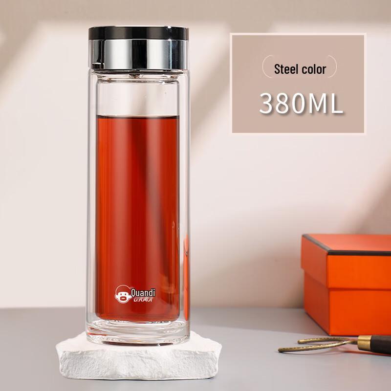 DKADI 380ml Double-Layer Glass Tea Infuser Bottle