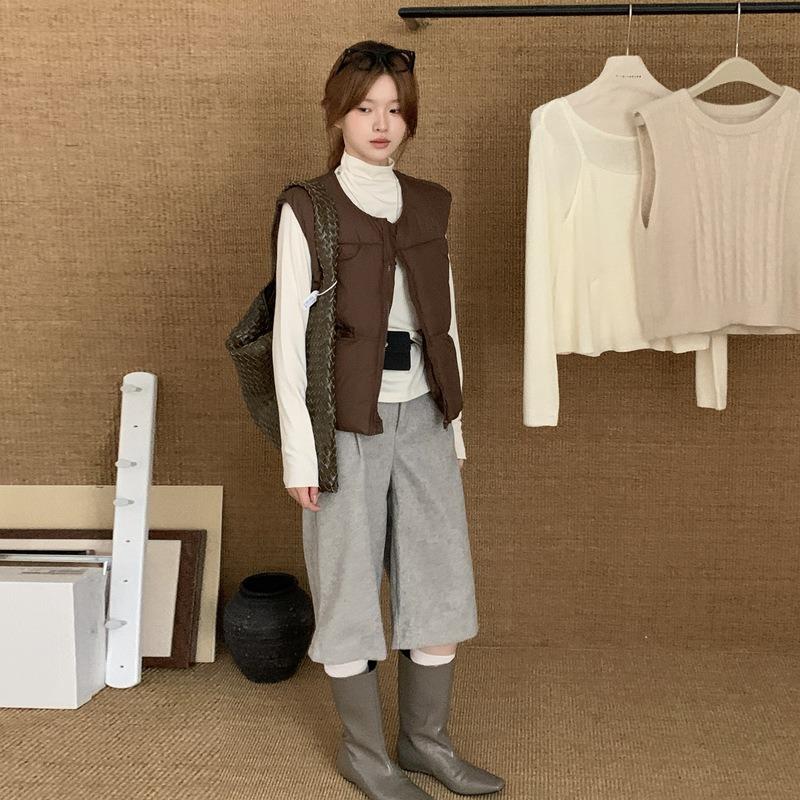

Large size down cotton vest women s new autumn and winter new fashion stacked thermal cotton vest jacket XL темно-коричневого
