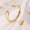 Metal Design Geometric Ladies Open Bracelet Ring Set Exaggerated Punk Temperament Jewelry