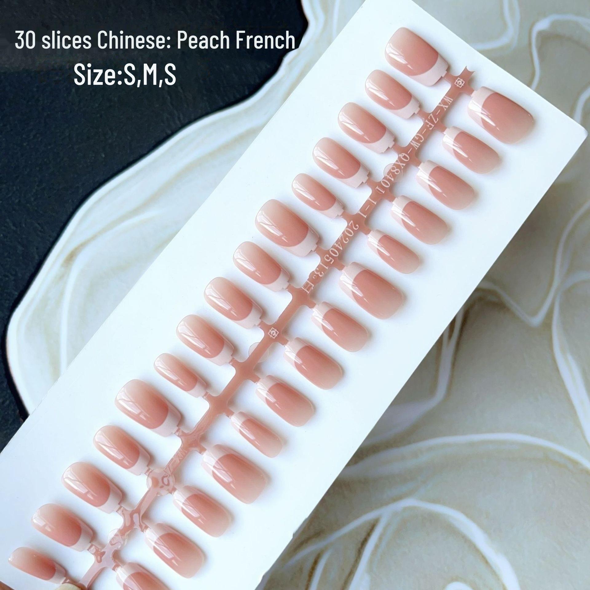 

Набор из 30 предметов для французского градиентного маникюра в персиковом цвете: Изготовленный вручную, разборный, элегантный и современный дизайн. S, M, S персиковый