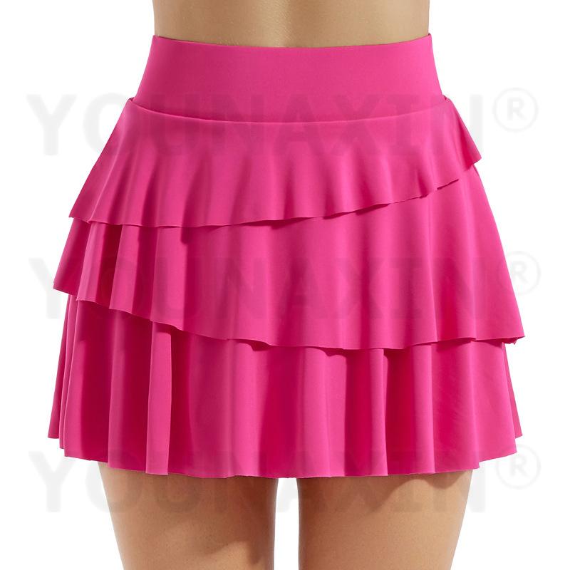 Damen Tennis Culottes Yoga Hohe Taille Tasche Fitness Plissee Rock Training Athletisch Laufen Sportshorts Futter S M L XL 2XL