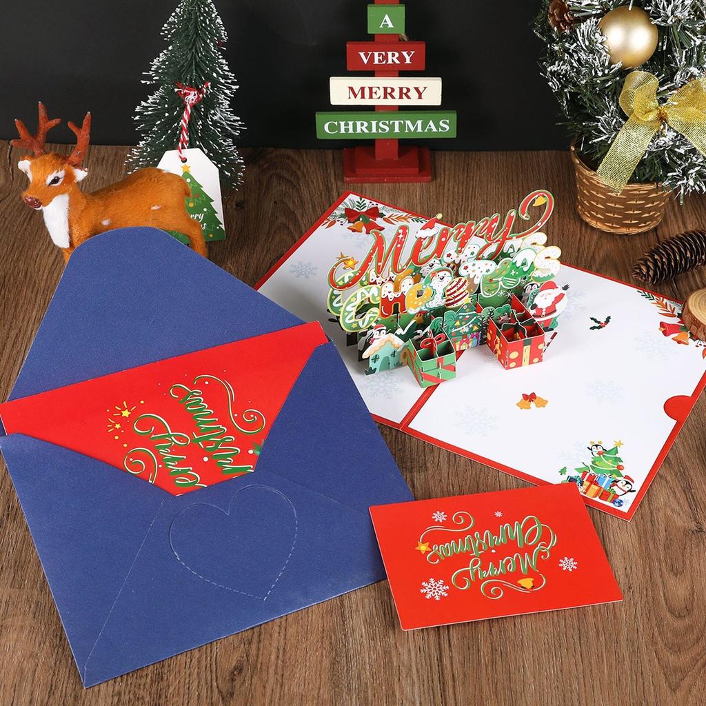Weihnachtsbaum 3D Pop-Up Karte Weihnachten Funkelnde Fantasie Grußkarte Weihnachtsbaum Segensgeschenk Nachrichtenkarte