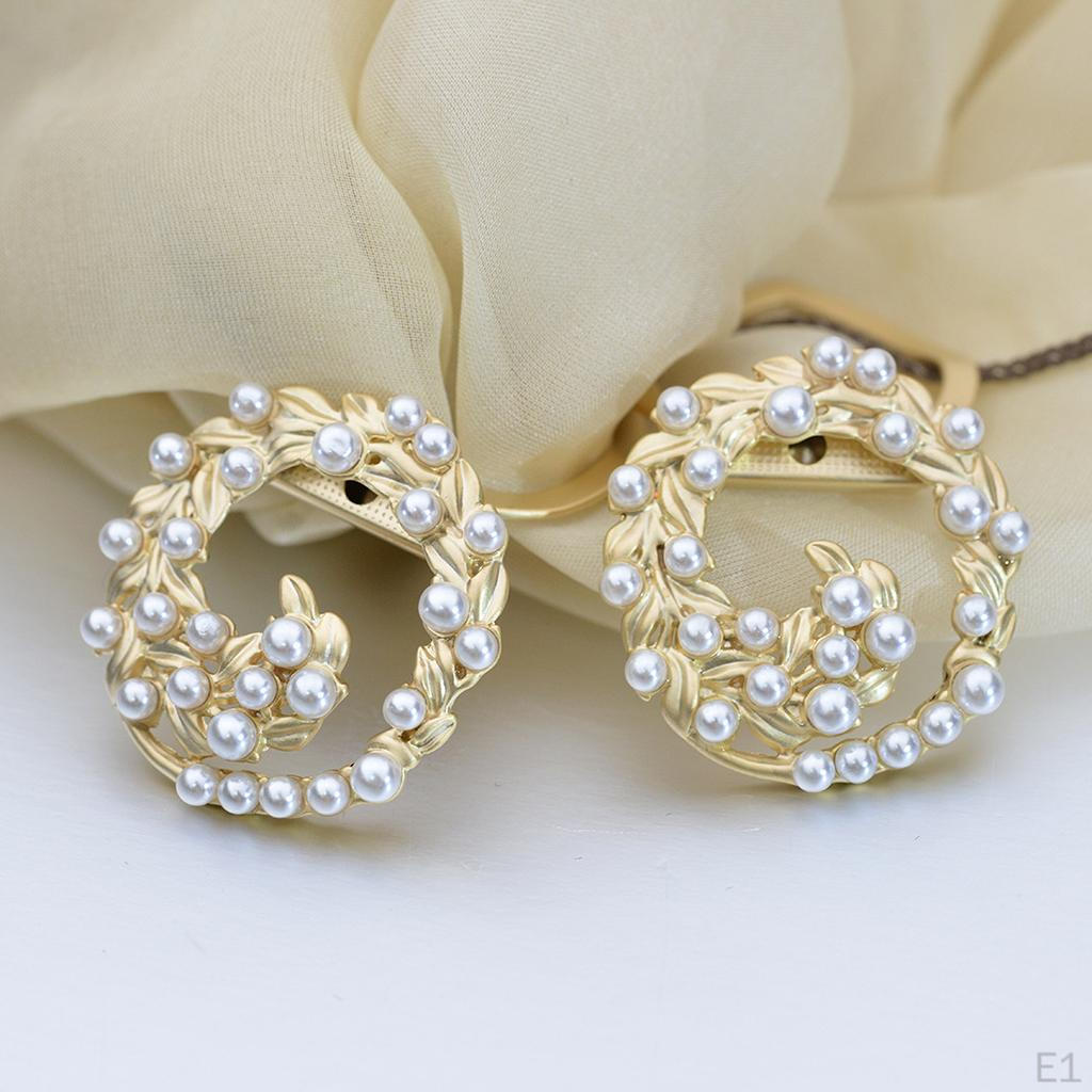 Women' Faux Pearl Brooch Pin Silk Ribbons Buckle Alloy Scarf Holder