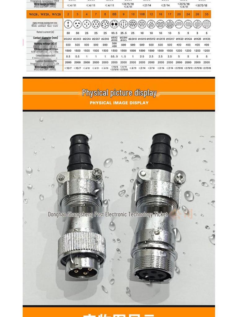 WF24 Aviation Plug M24 Waterproof Round Flange Female Socket, Industrial Grade Connector