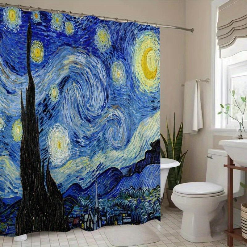 Starry Night Shower Curtain: Embrace the Artistic Design, Soft Fabric, and Dreamy Vibes for Your Inspiring Bathroom